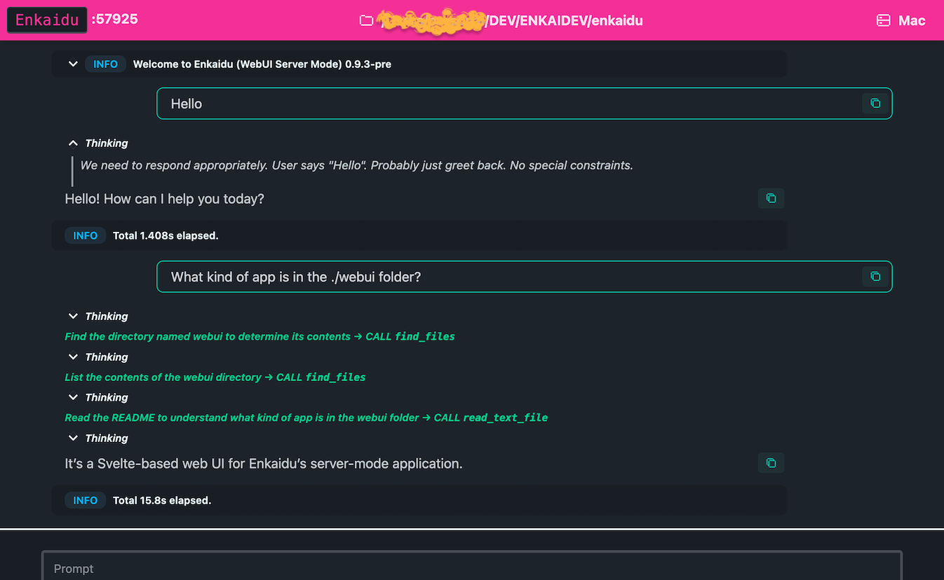 Dark mode Enkaidu screenshot